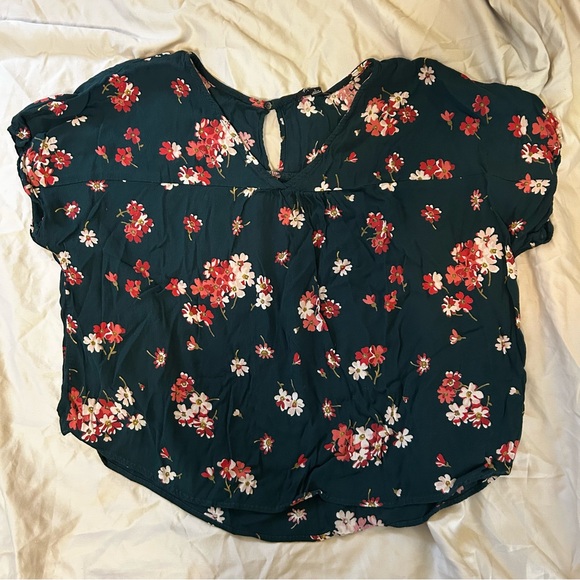 Madewell Tops - Madewell Floral Blouse - Green and Red